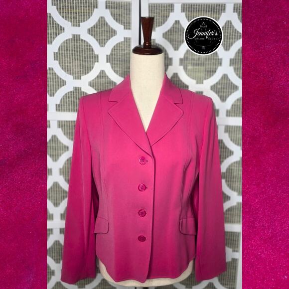 Alfani Petite Hot Pink Fuchsia Four Button Lightweight Blazer Size 10P - Picture 1 of 9